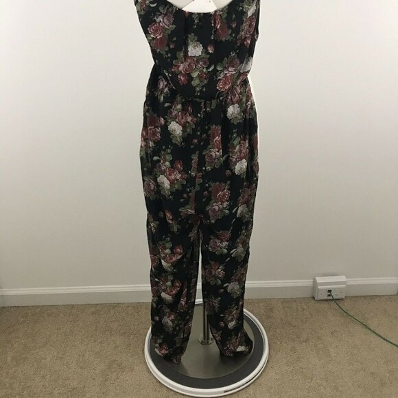 Tobi Womens Medium Jumpsuit Chiffon Floral Black Halter Neck - Picture 5 of 5